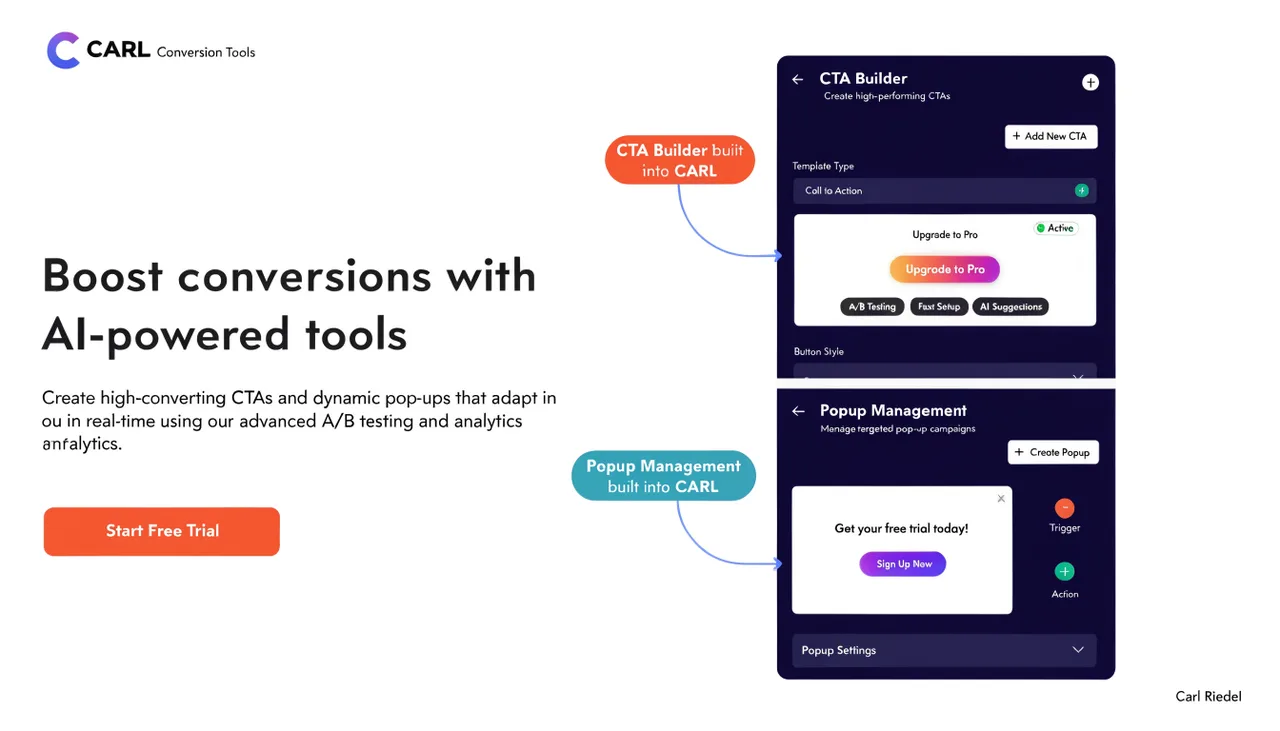 Conversion Tools - CTA Builder and Popup Management Built In