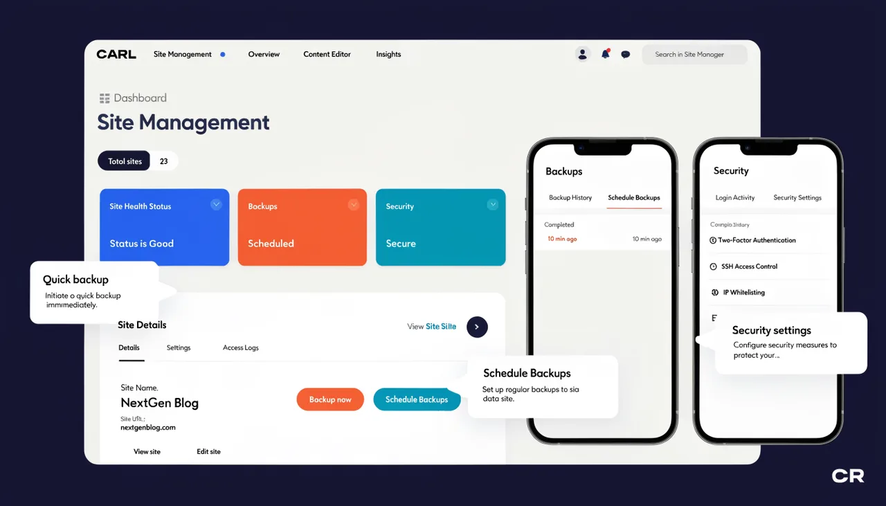 Site Management - Backups, Scheduling, and Admin Security