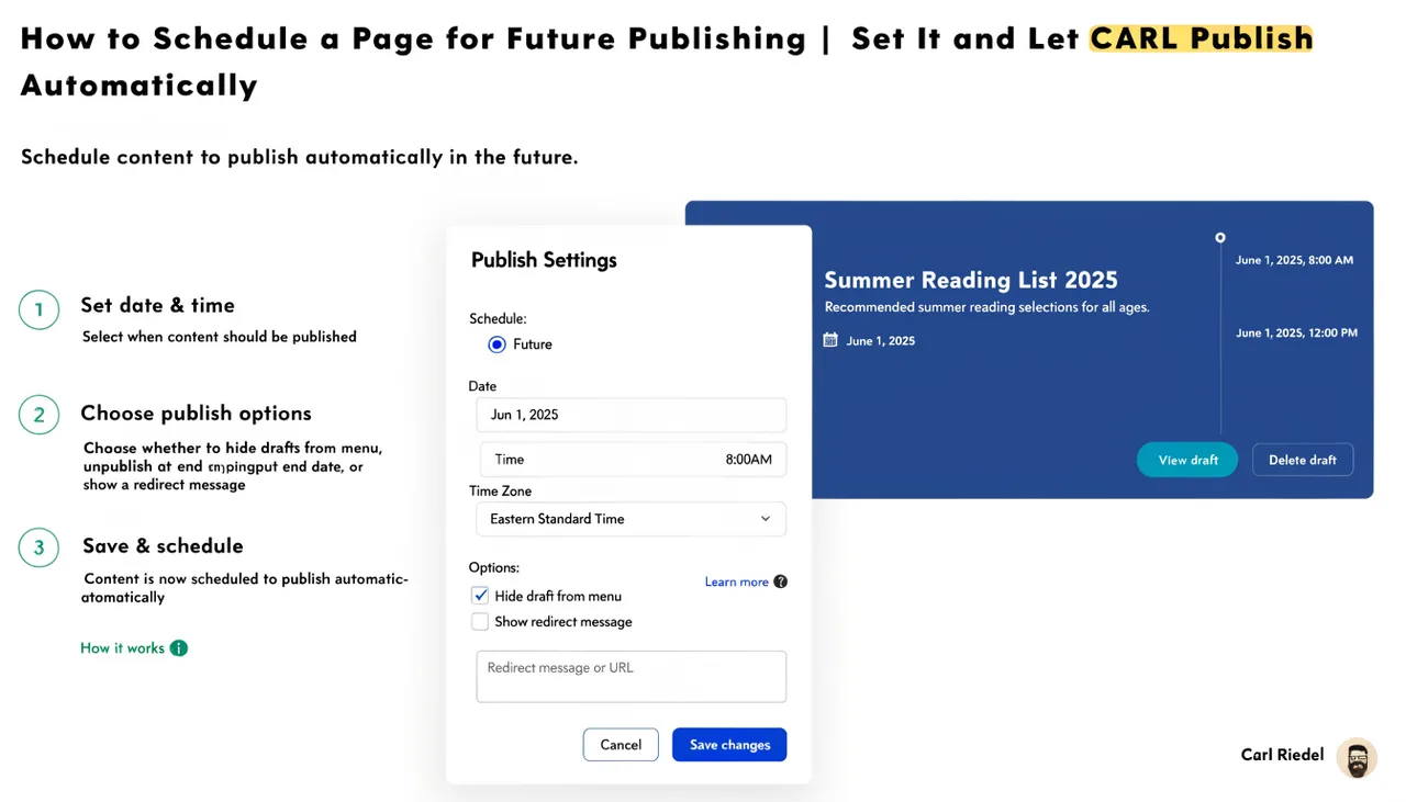 How to Schedule a Page for Future Publishing